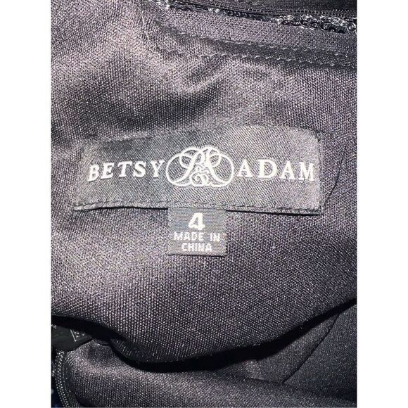 Betsy Adam Women's 4 Sequin Halter Evening Gown Black Metallic Glitz Glam Party - Picture 12 of 12